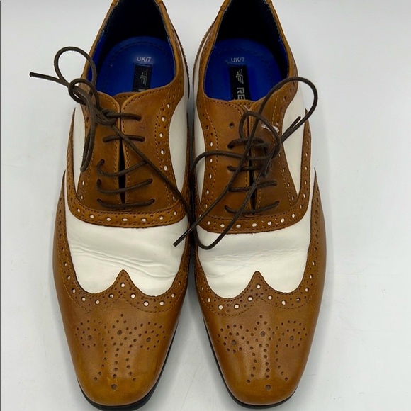 Red Tape Brown and White Oxford Shoes with Brogue Detailing - Picture 2 of 6